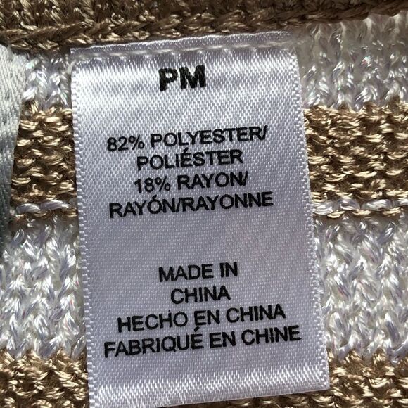 Alfred Dunner Petite blouse short sleeve gold/white PM New with tag - Picture 3 of 7